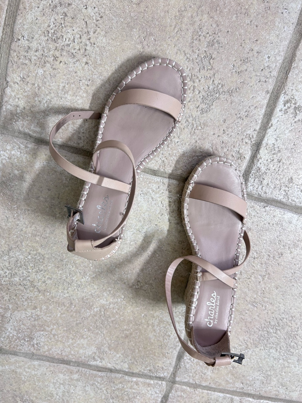 Charles By Charles David Blush Strappy Ankle-Wrap Sandals